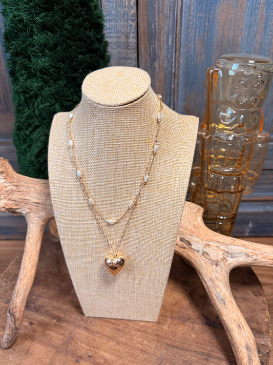The Pearl & Heart Double Necklace