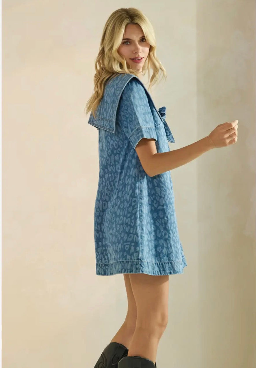 Denim Leopard Dress | Entro