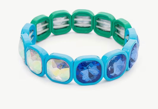 Blue & Green Square Crystal Square Bracelet