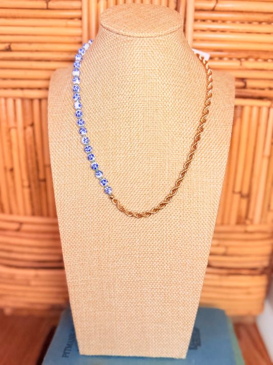 Blue & White Split Decision Necklace