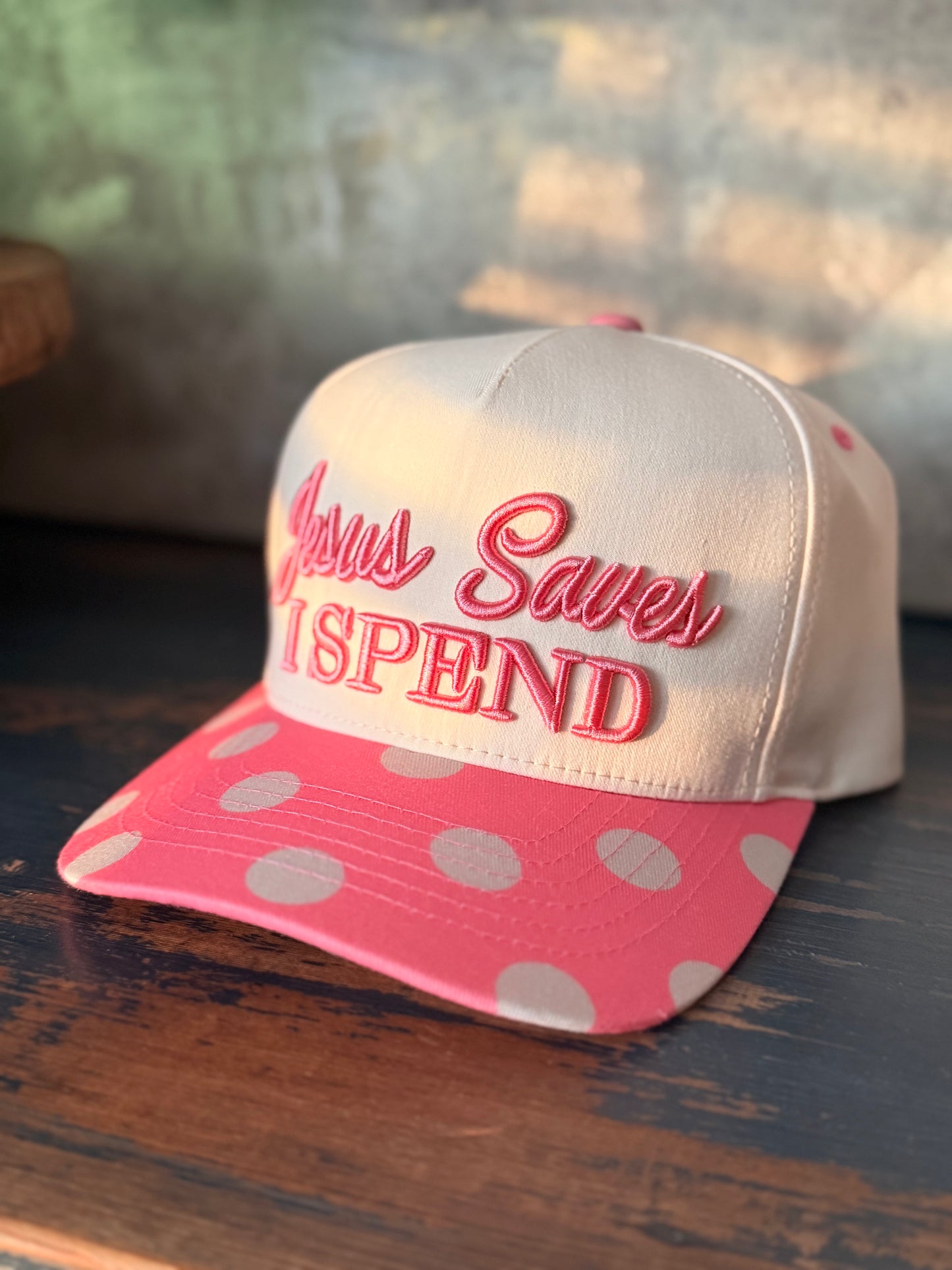 Jesus Saves, I Spend Polka Dot Trucker