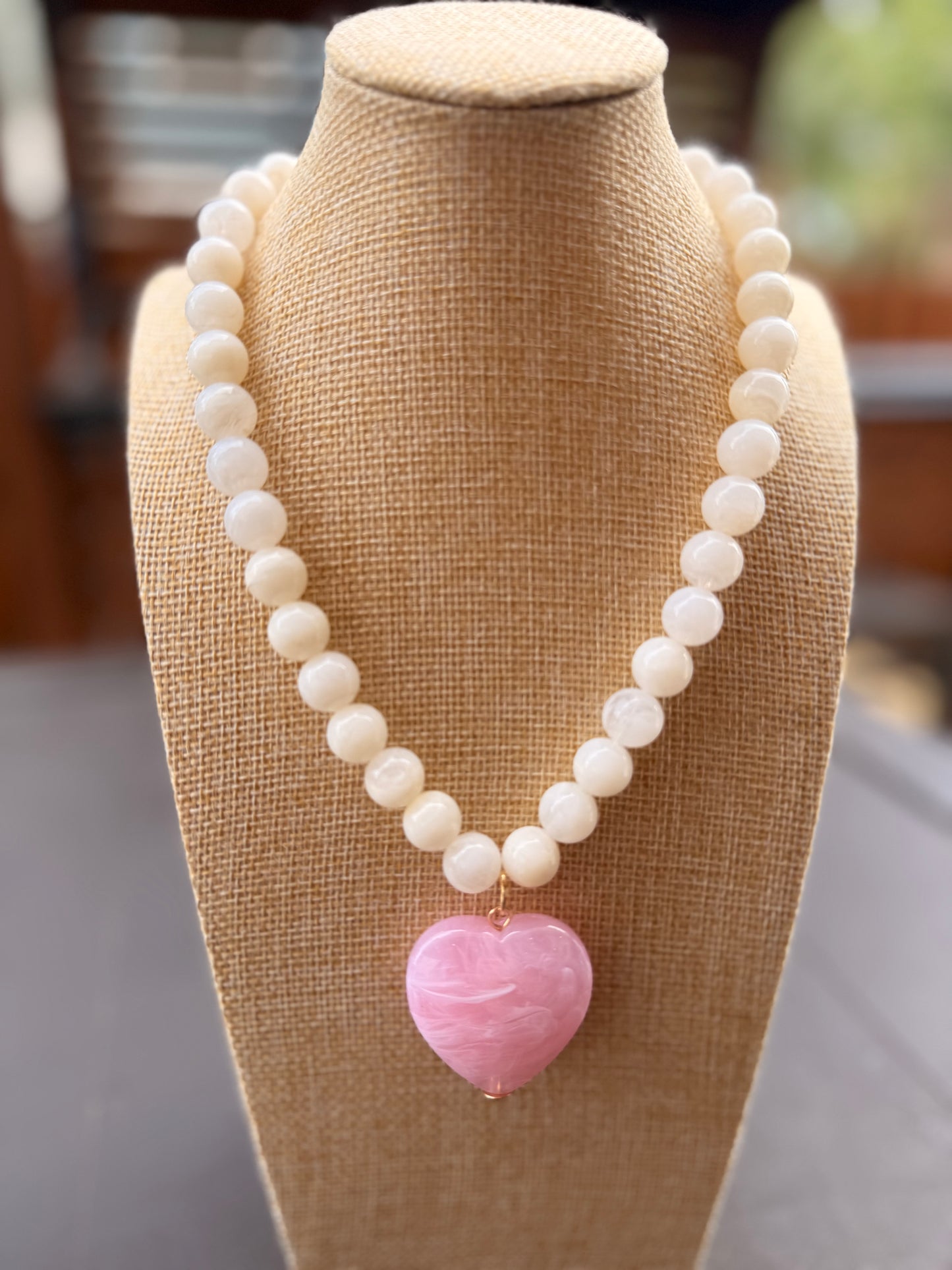 Pink Heart Beaded Necklace