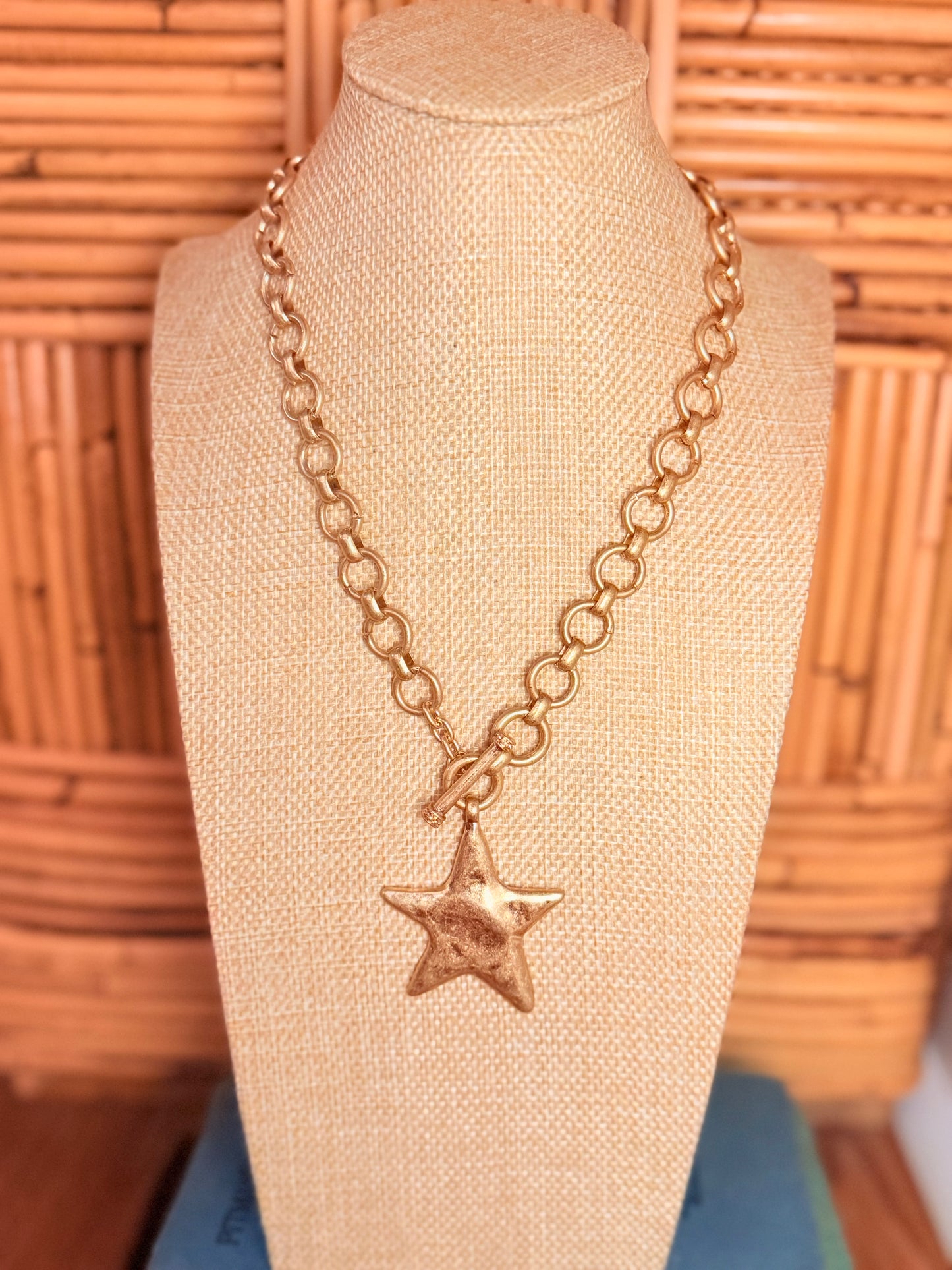 Hammered Star Toggle Necklace