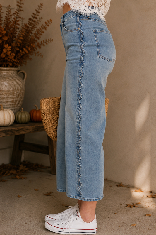 The Jane Scalloped Denim Crops | Blue B