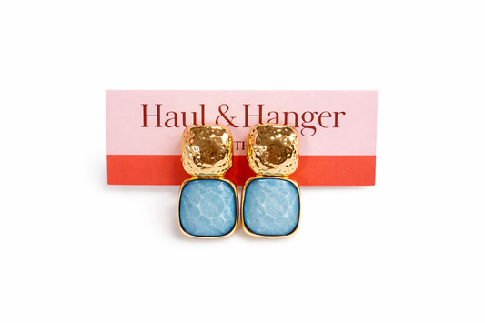 Blue & Icy Drop Stud Earrings