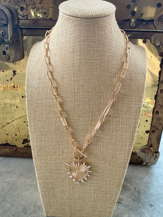 Burst of Crystals Heart Necklace