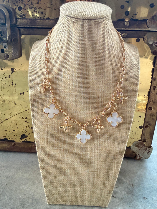 Pearl Clover Charm Necklace