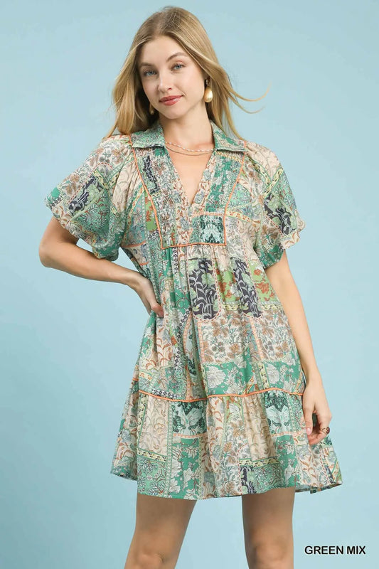 Green Patchwork Dress