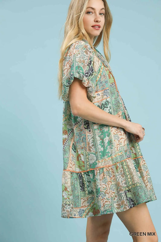 Green Patchwork Dress