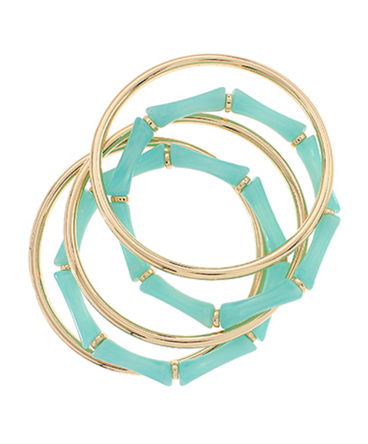 Mint Bamboo & Gold Bangles