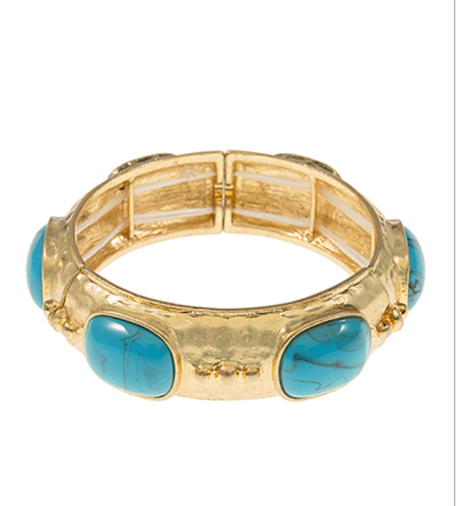 Chunky Stretch Bangle in Turquoise