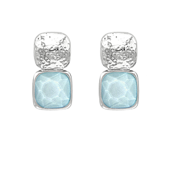 Drop Stud Ice Blue & Silver