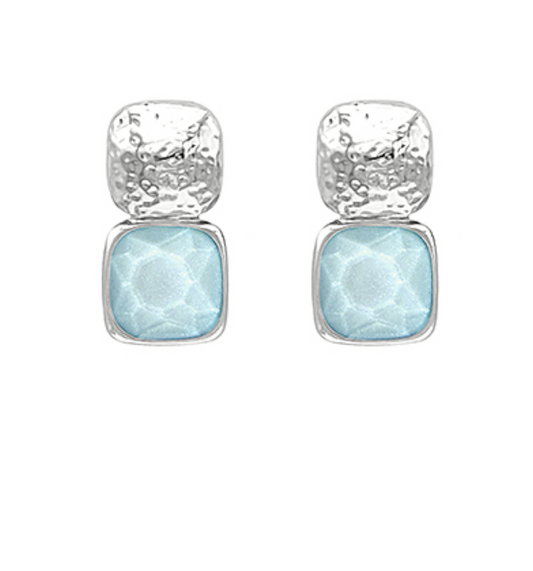 Drop Stud Ice Blue & Silver