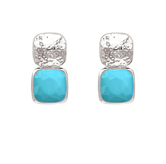 Drop Stud Turquoise & Silver