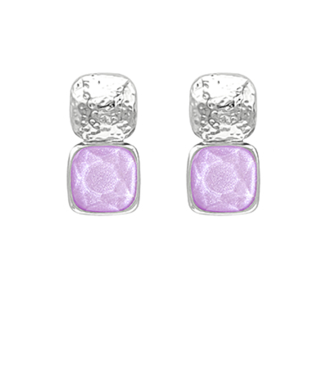 Drop Stud Lavender & Silver