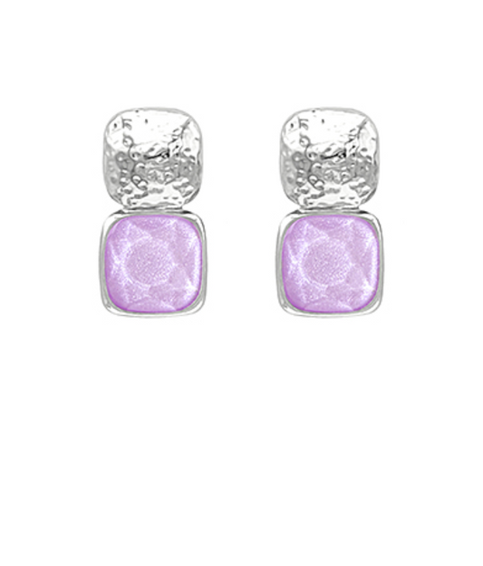 Drop Stud Lavender & Silver