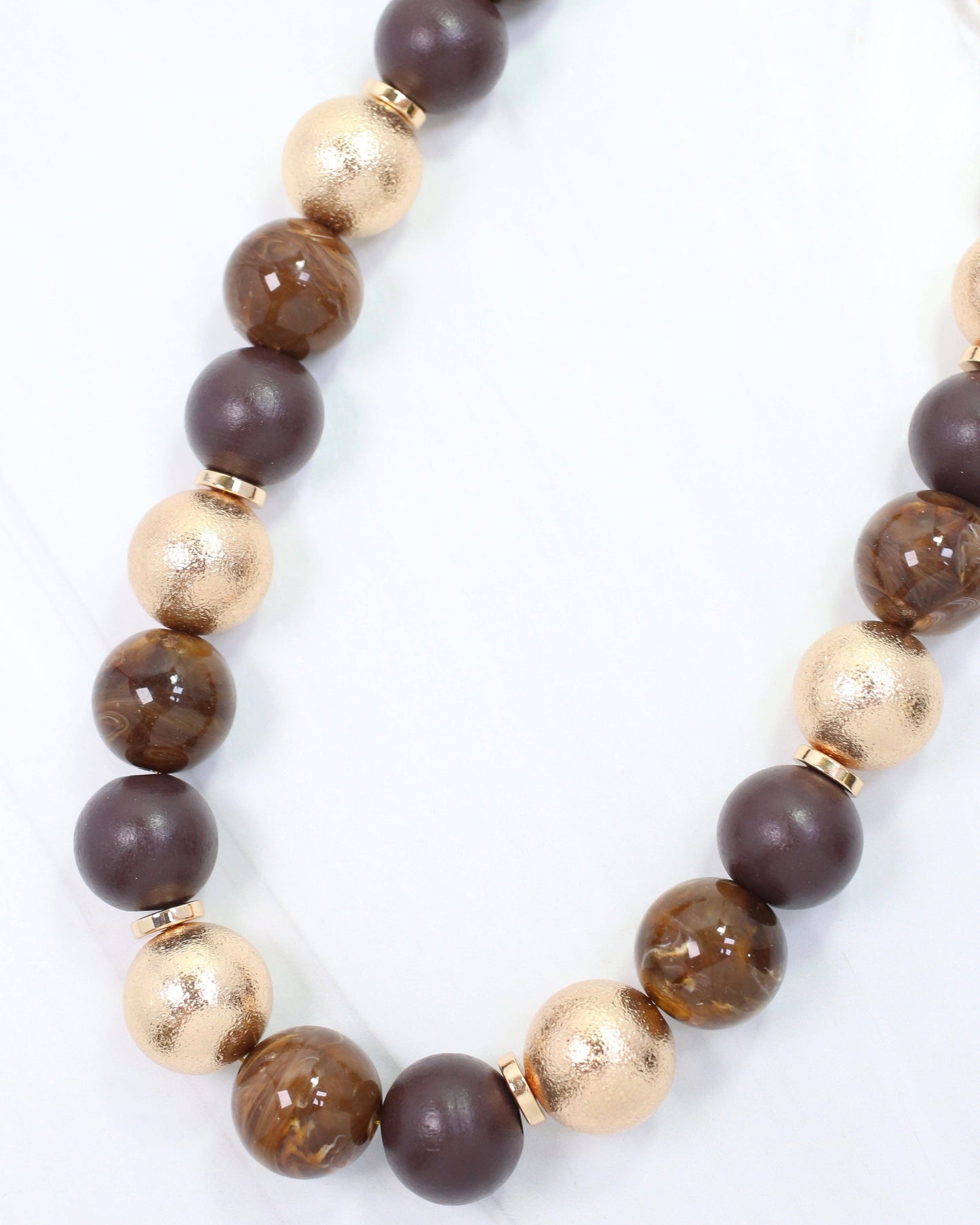 Elaine Beaded Ball Necklace Brown