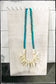 African Bone Disk Bead & Turquoise Wood Stick Bead Necklace