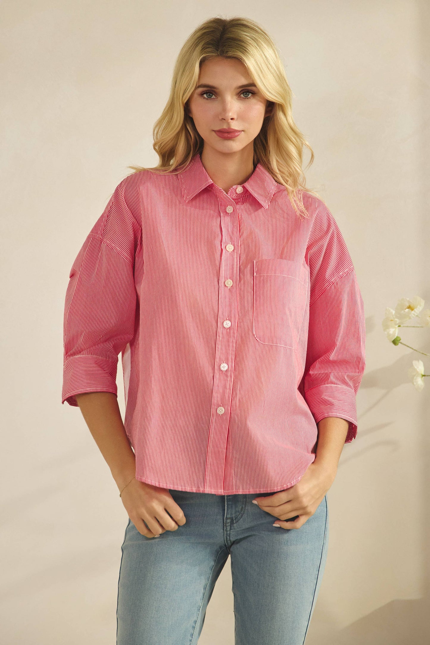 The Penny Pinstripe Button Up | Star Drop