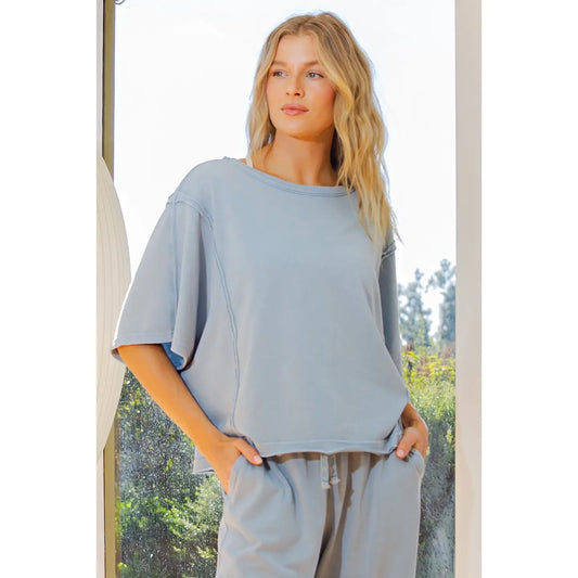 Mineral Bleu Boxy Top | Rae Mode