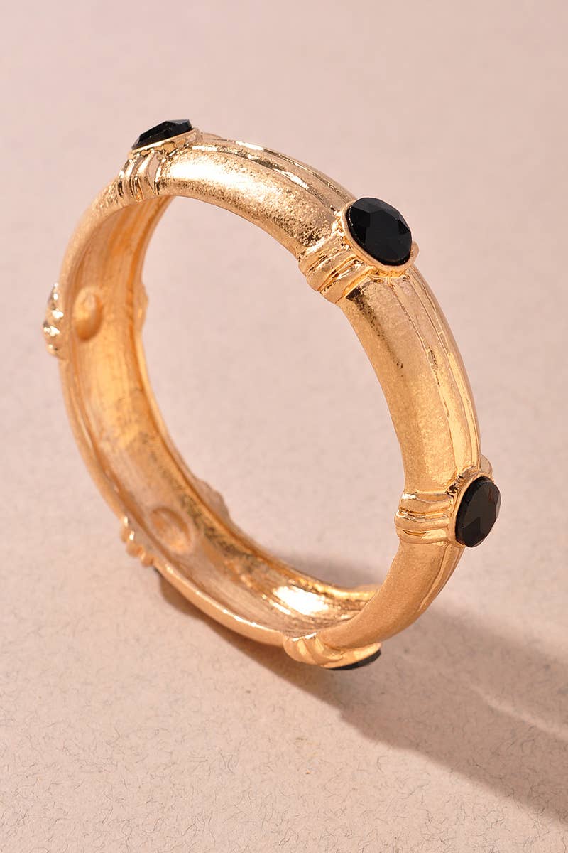 Crystal Accent Bamboo Bangle Bracelet