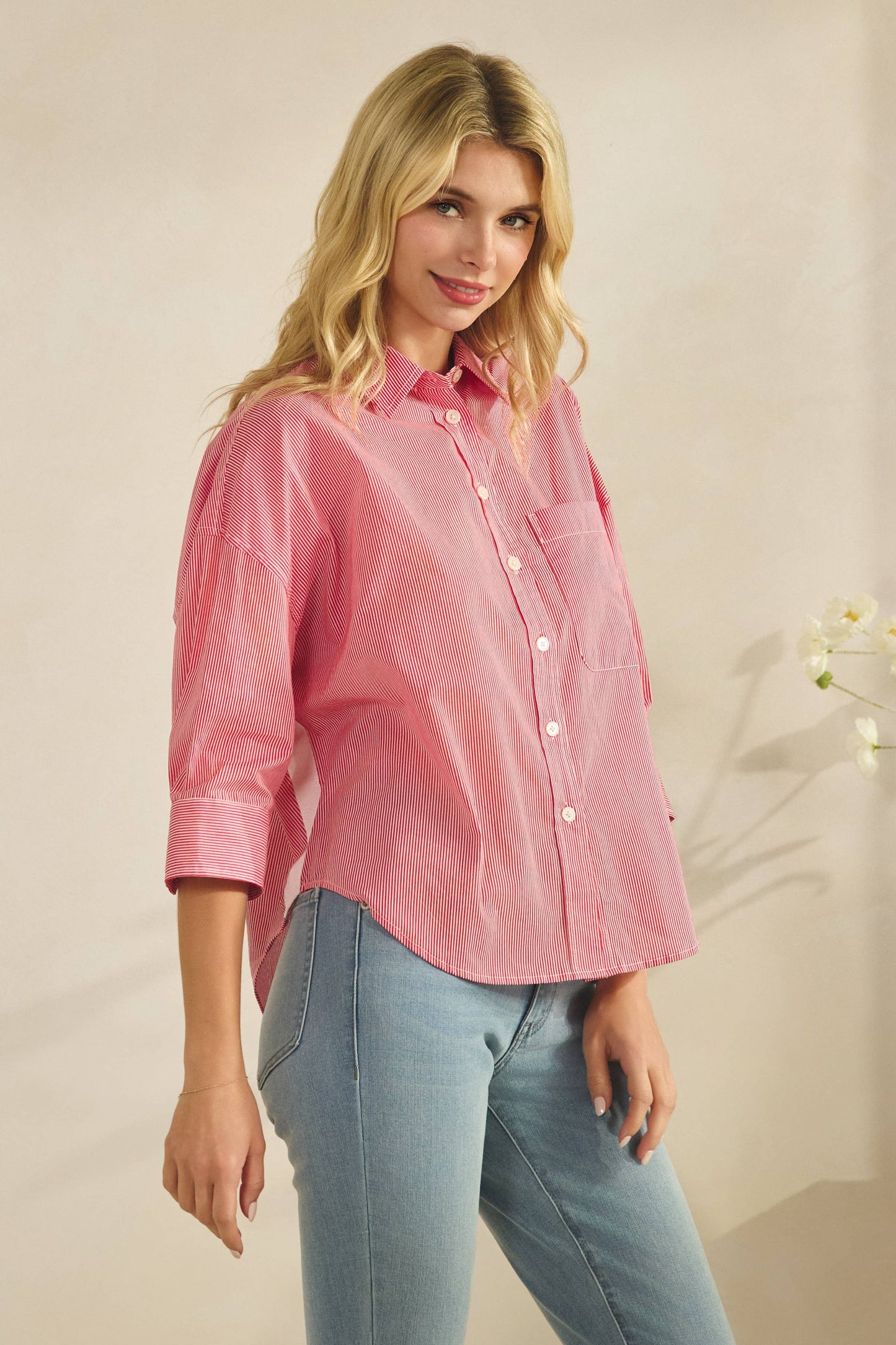The Penny Pinstripe Button Up | Star Drop