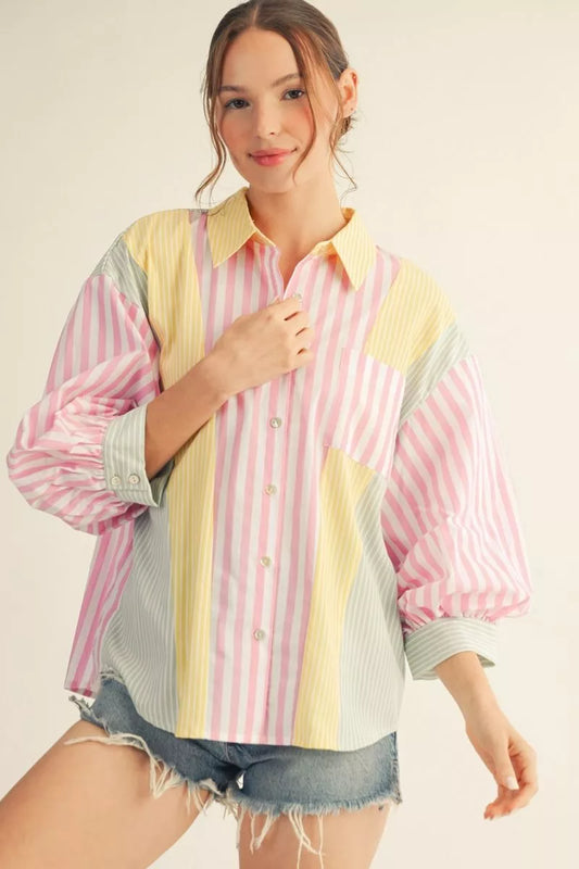 The Sugar Stripe Button Down | Jodifl