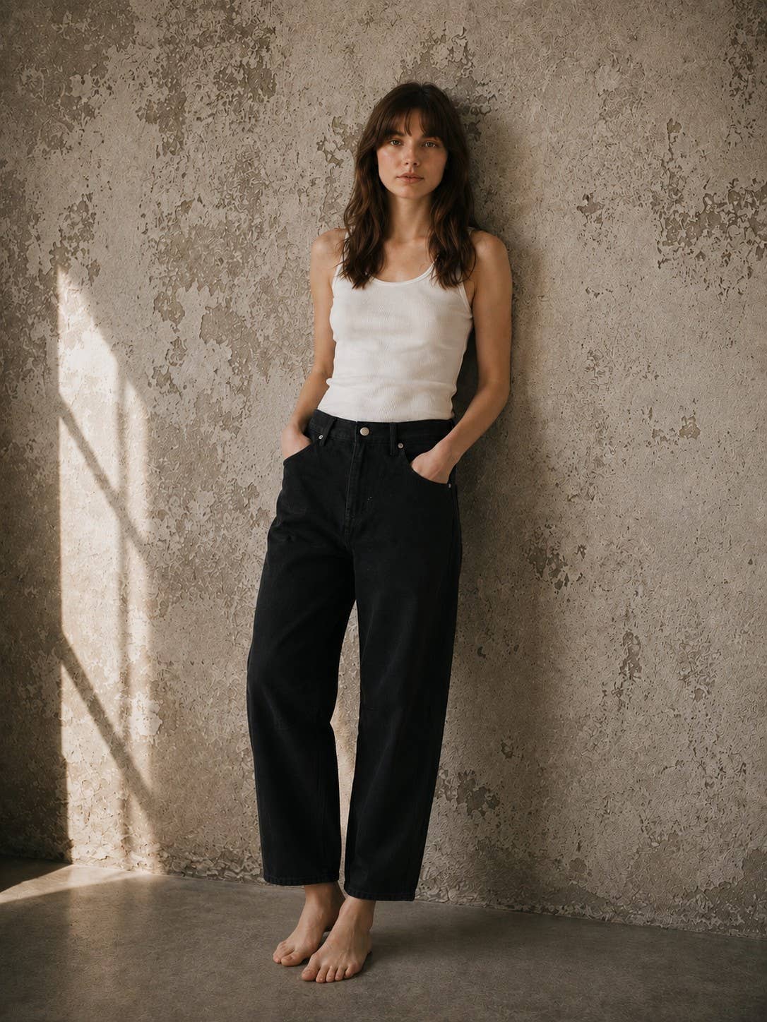 Crop Straight Black Denim | Luzina