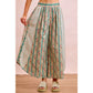 FLORAL EYELET SIDE ELASTIC WAIST WIDE LEG PANTS