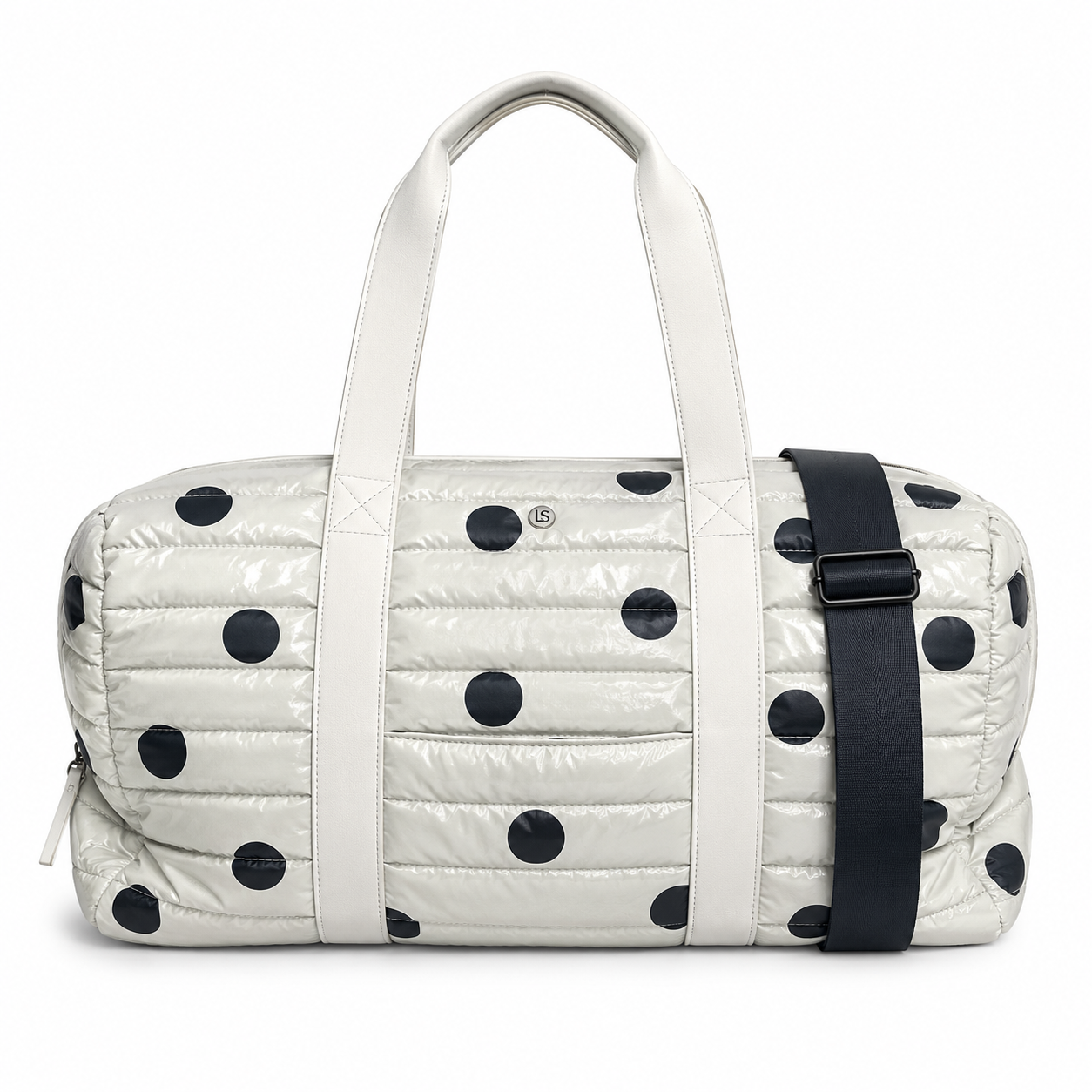 Cassie Weekender Duffel Bag | Black Polkadot