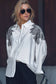 Embroidered Leaf Shoulder Tencel Shirt