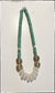 Green Short Wood African Bone Bead Cylinder Pendant Necklace