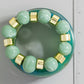 Marble Resin Wide Bangles And Elastic Beads Bracelet Set