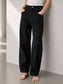 Crop Straight Black Denim | Luzina