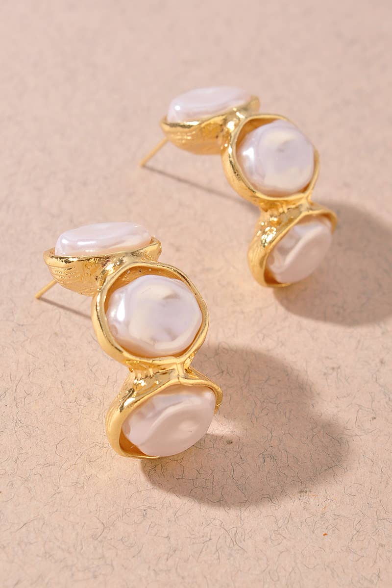 Mother of Pearl  Hoop Layered Drop Earrings