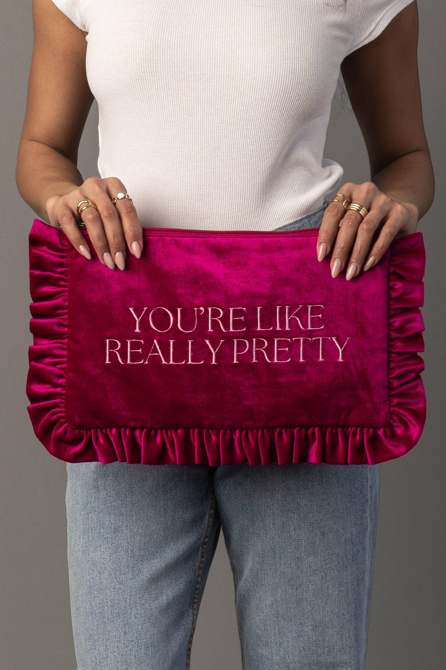 You're Like Really Pretty Ruffle Travel Pouch | Panache