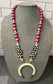 Wood & Bone Bead Necklace w/ White Bone Crescent Pendant