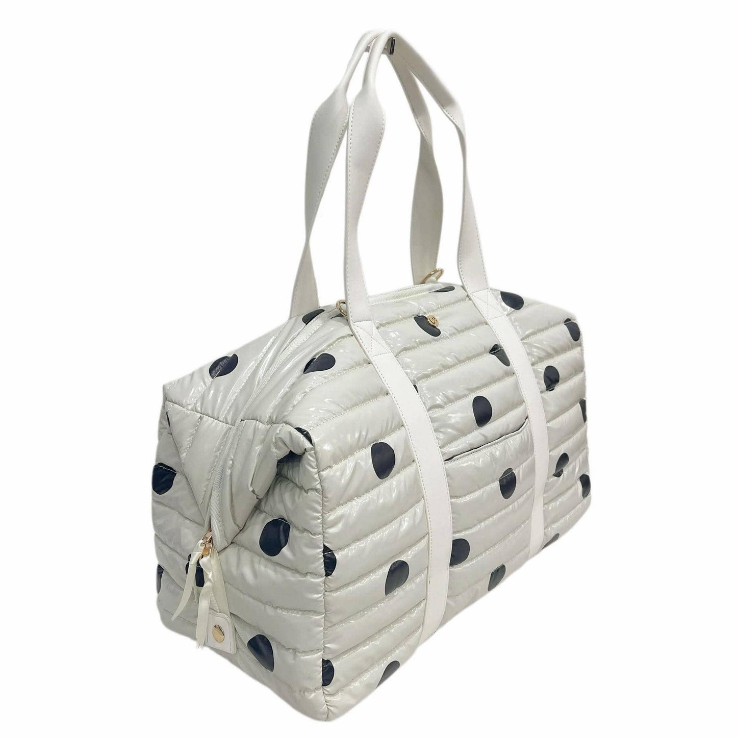 Cassie Weekender Duffel Bag | Black Polkadot