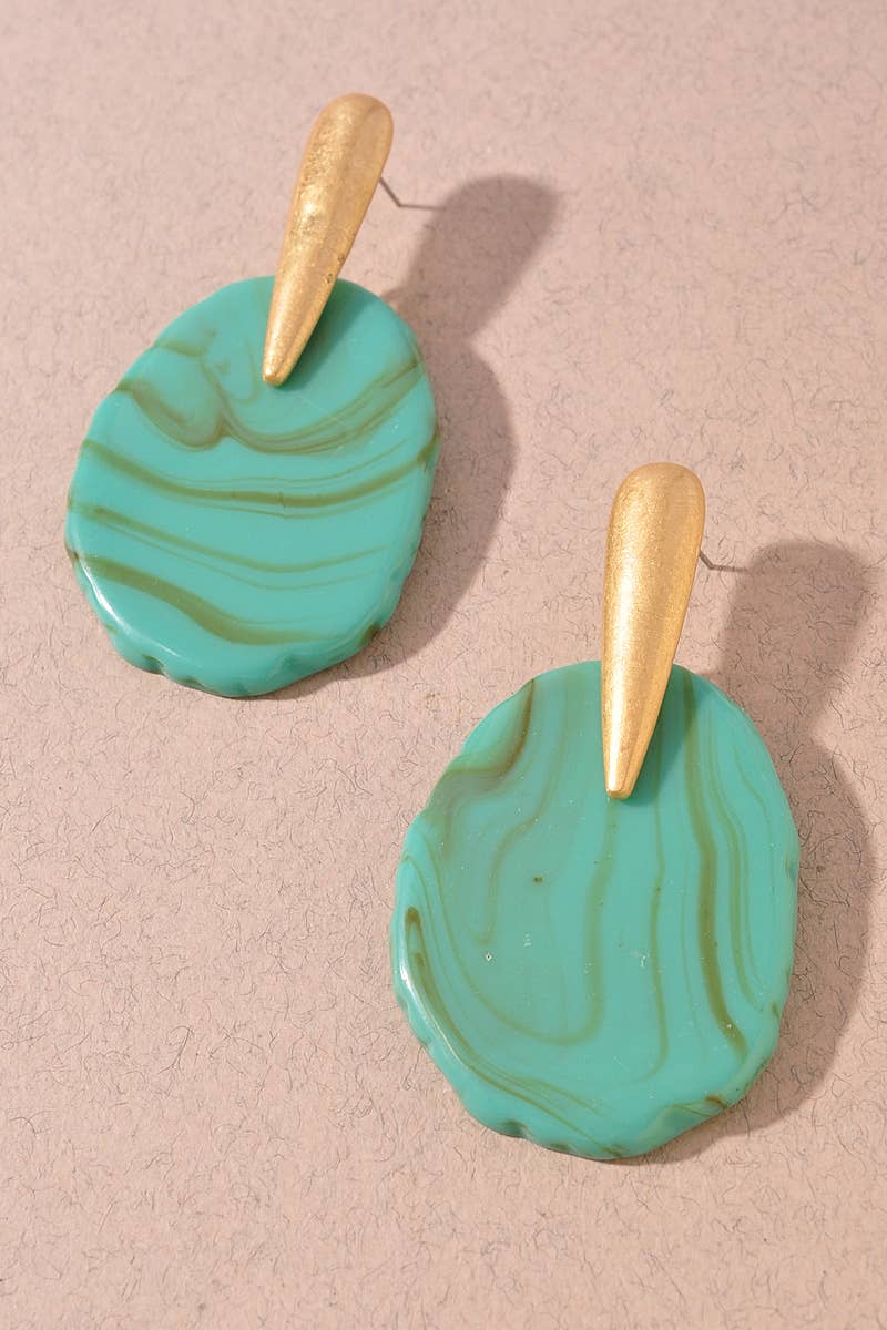 Resin Oval Statement Stud Earrings