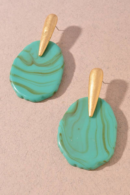 Resin Oval Statement Stud Earrings