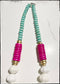 White Ceramic Glass Beads & Pink Coconut Wood Bead Necklace