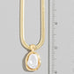 Pearl Pendant Herringbone Chain Necklace