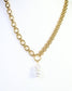 Coralie Asymmetric Link Pearl Necklace Gold