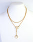 Ellen Horsebit Long Lariat Chain Necklace Gold