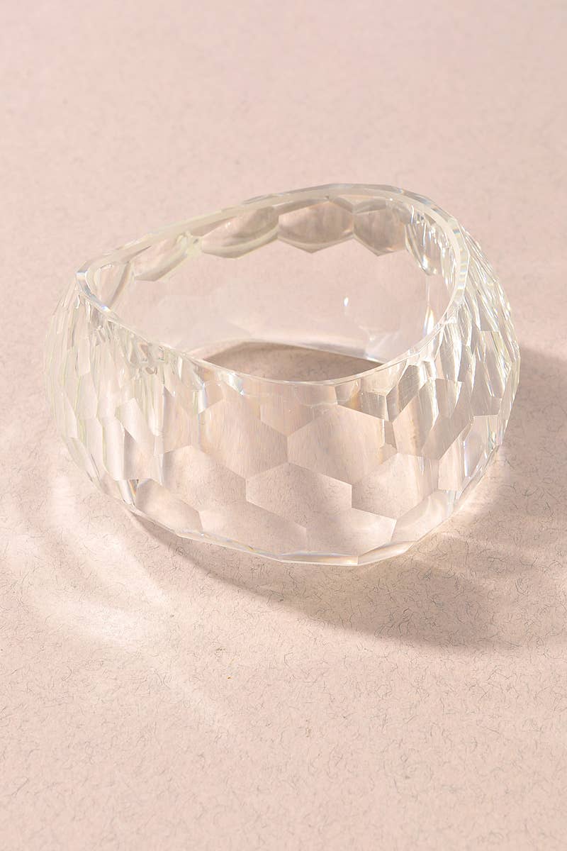 Clear Faceted Acrylic Bangle Bracelet