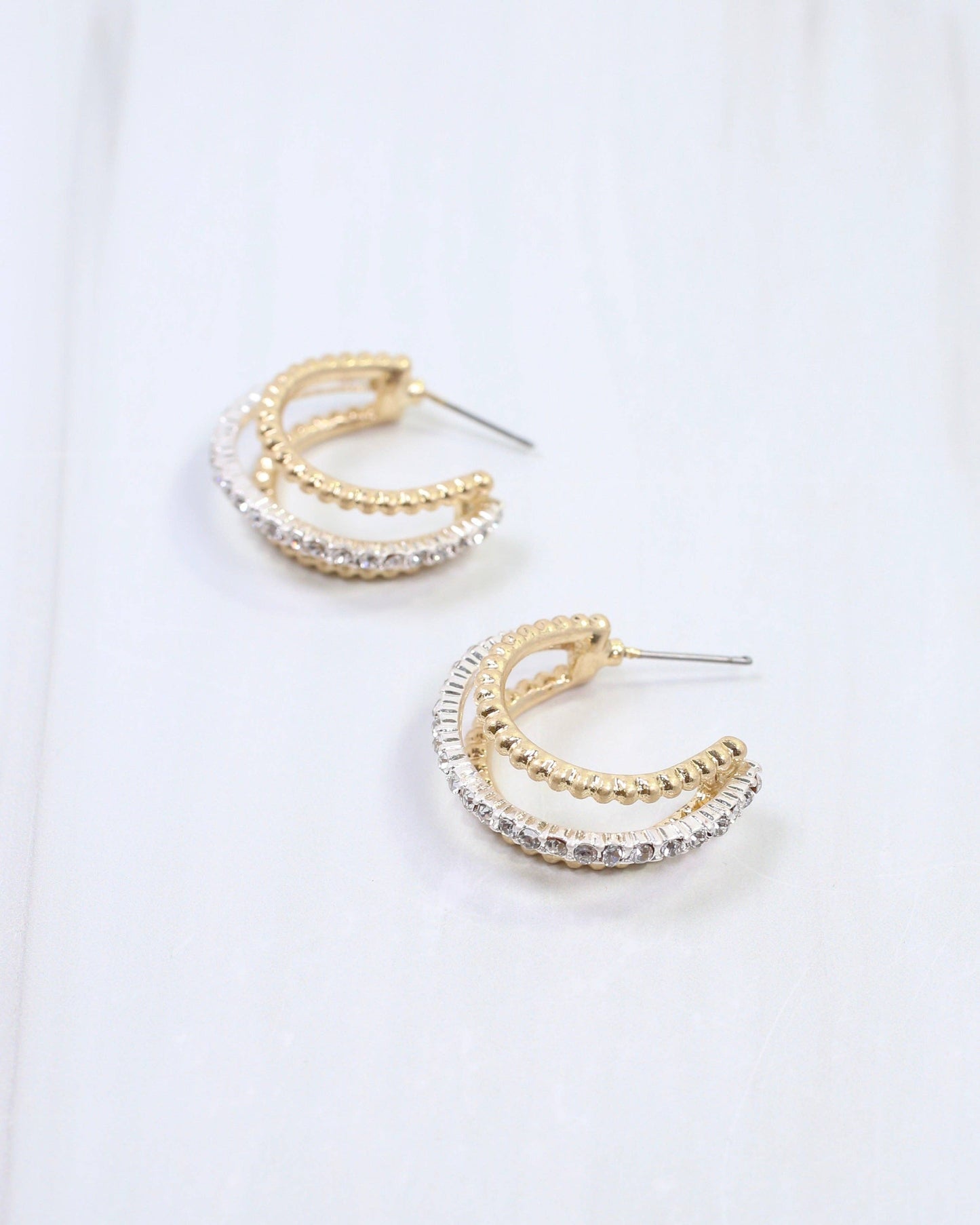 Beatrice Three Line Hoop Earring Gold Silver
