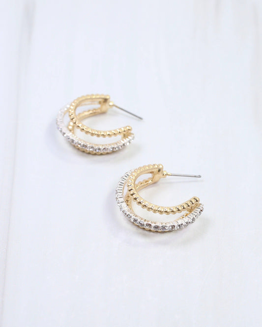 Beatrice Three Line Hoop Earring Gold Silver