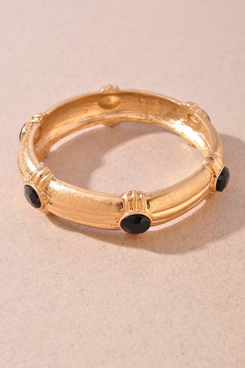 Crystal Accent Bamboo Bangle Bracelet