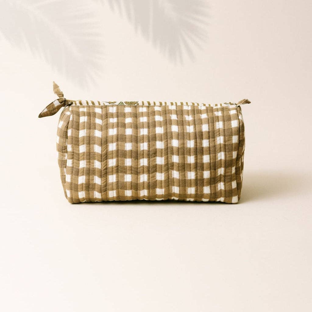Large Painted Gingham Pouch | Sunshine Tienda