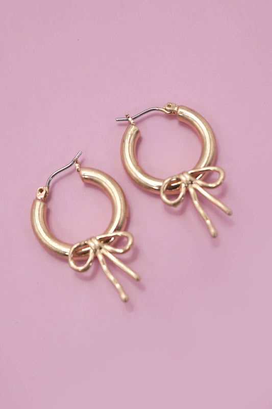 Dainty Bow Gold Earrings